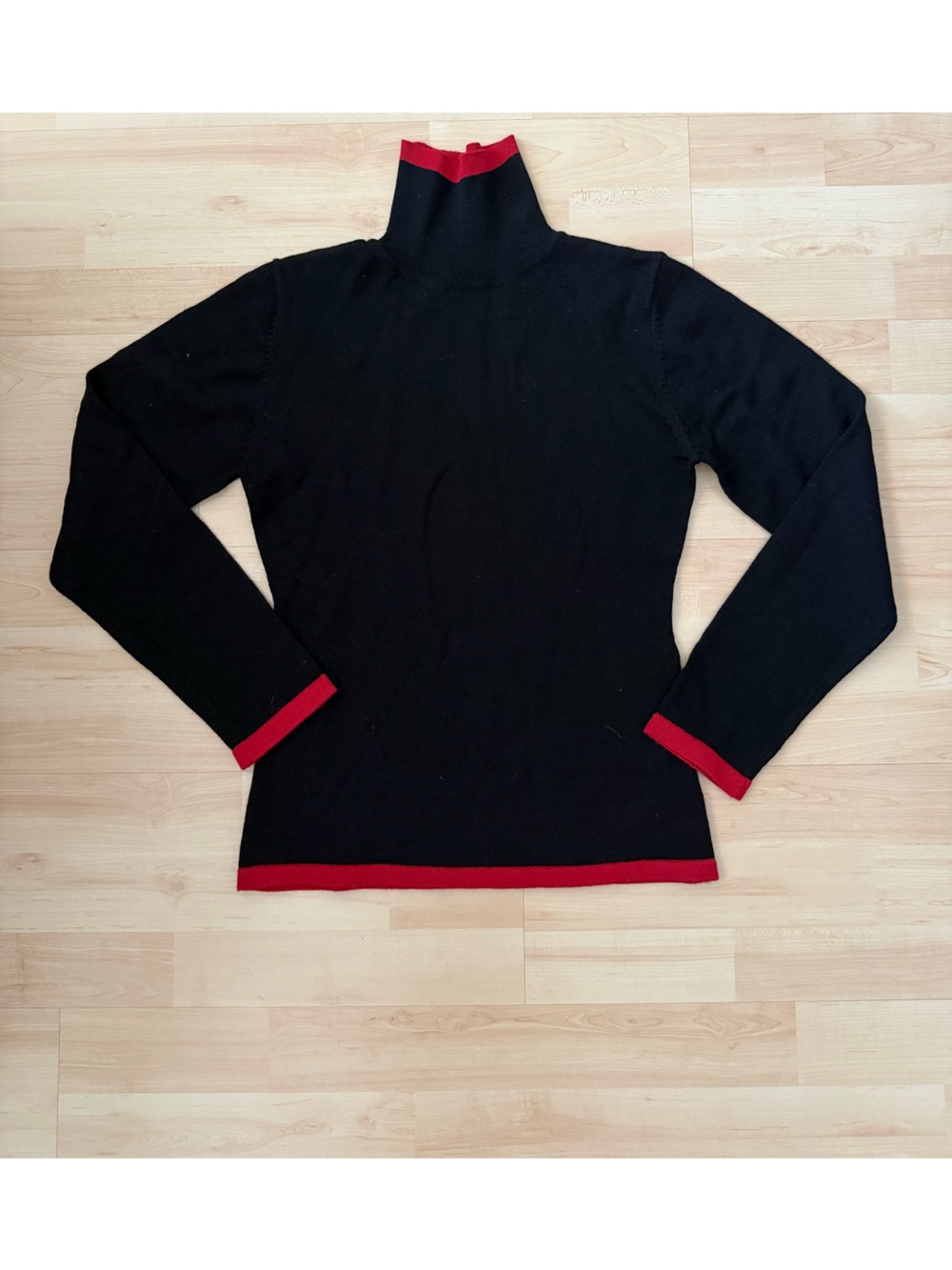 Black turtle neck with Red Trim - Women